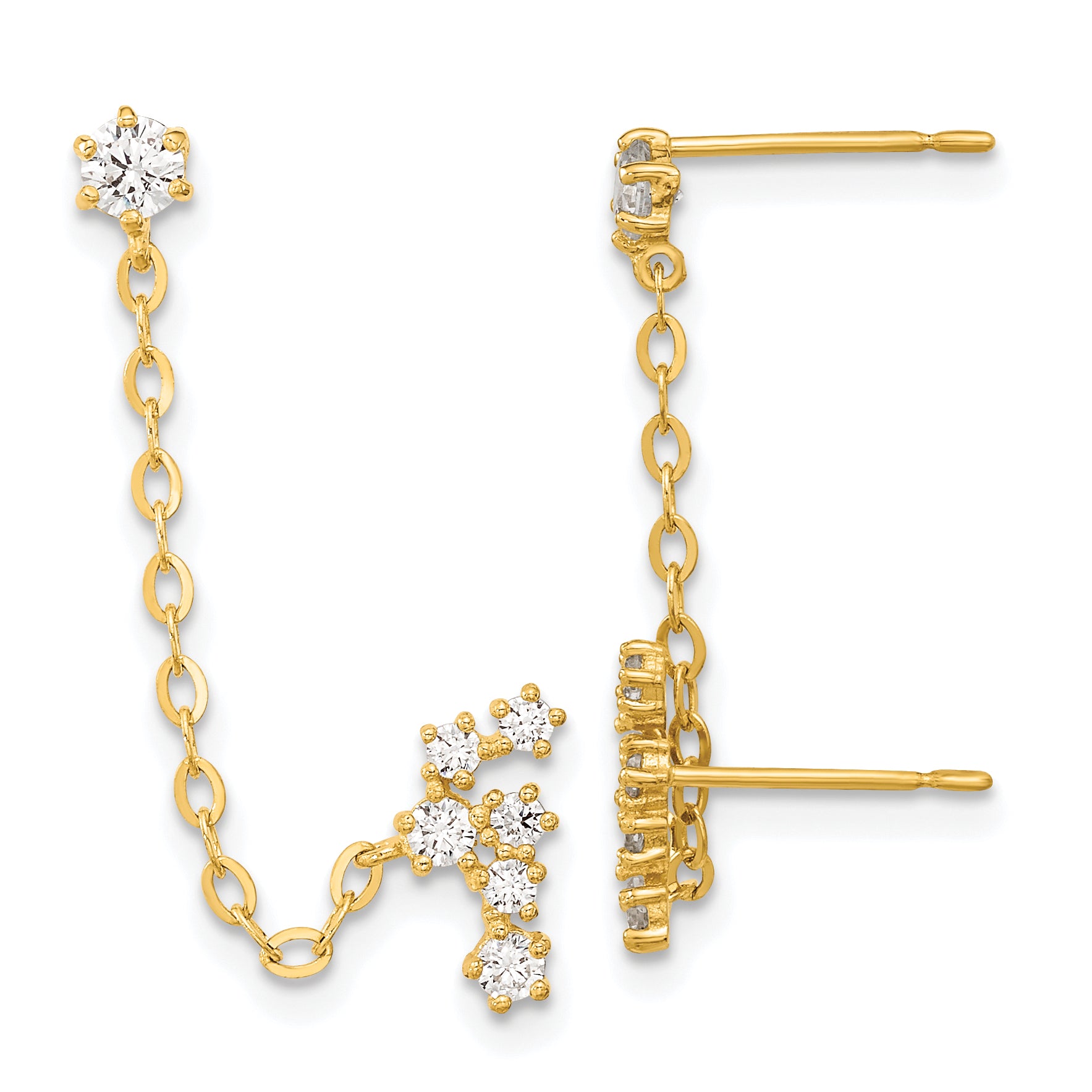 14k Madi K CZ Double Post w/Chain Constellation Earring Main image