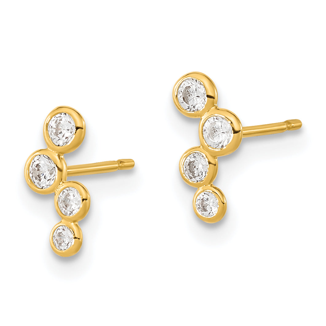 14K Gold Women's Drop Earrings with Clear CZ Bezel Set Secondary image