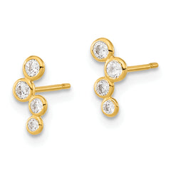 14K Gold Women's Drop Earrings with Clear CZ Bezel Set
