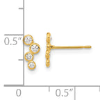 14K Gold Women's Drop Earrings with Clear CZ Bezel Set
