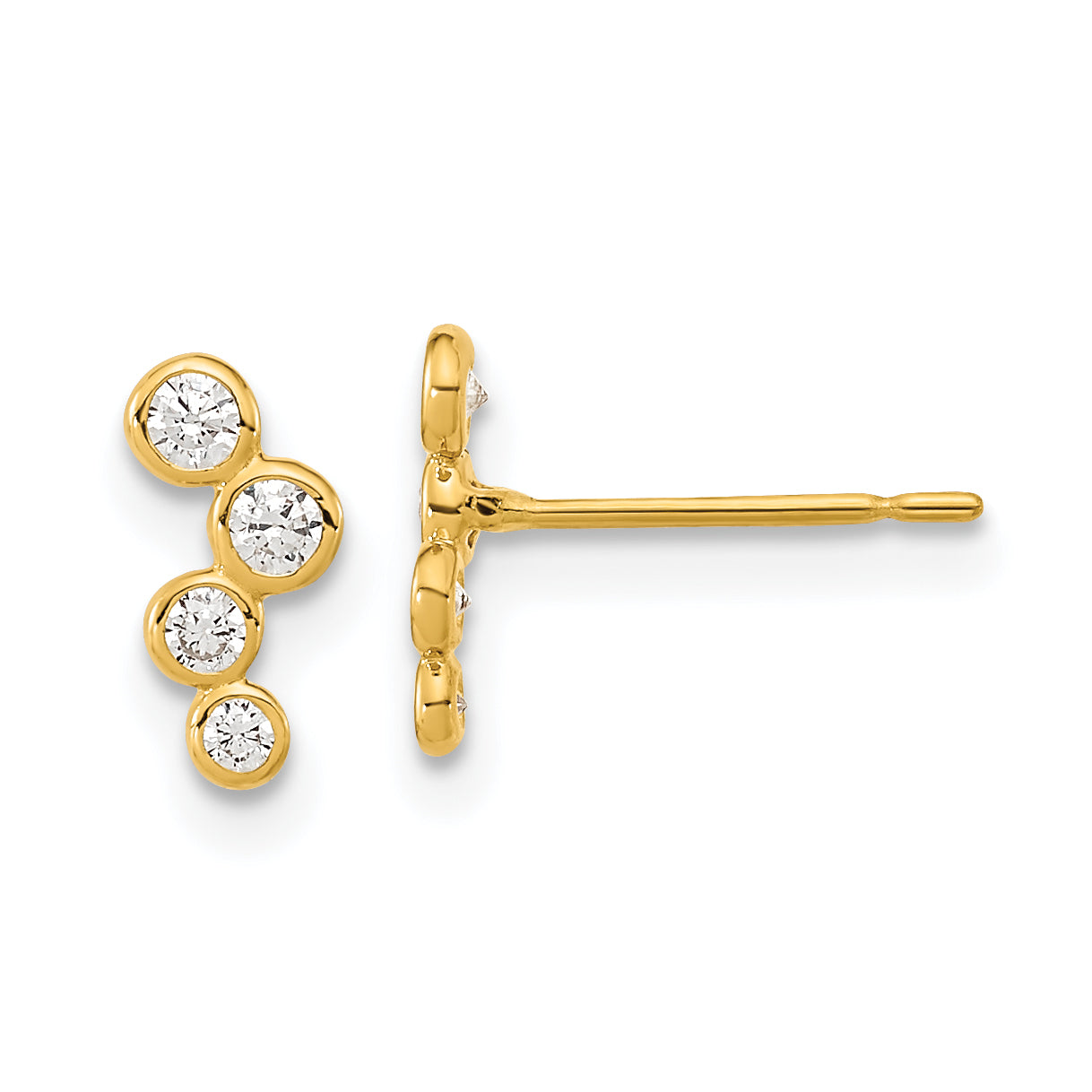 14k Madi K 4-CZ Bezel Set Post Earrings Main image