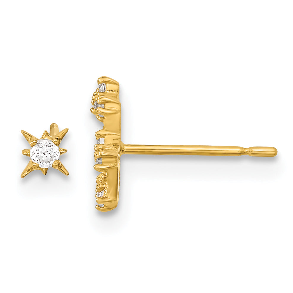 14K Gold Children's CZ Star & Little Dipper Earrings Polished, Nickel Free Secondary image