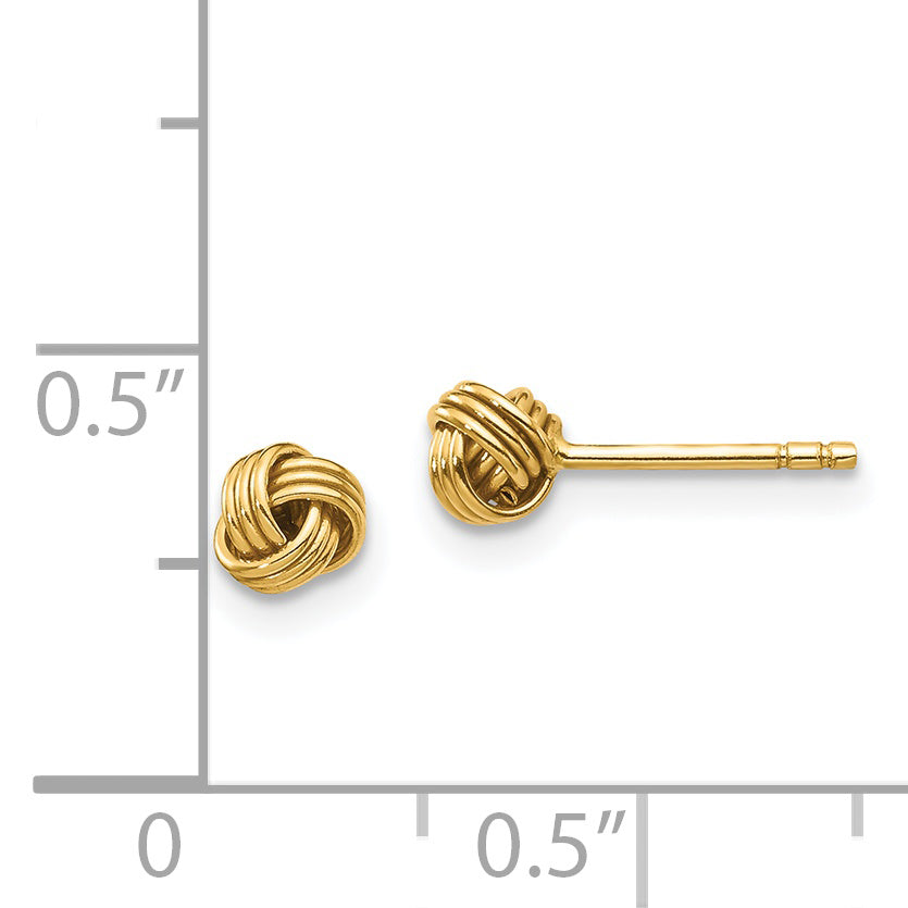 14K Gold Polished Love Knot Earrings for Women, Nickel-Free