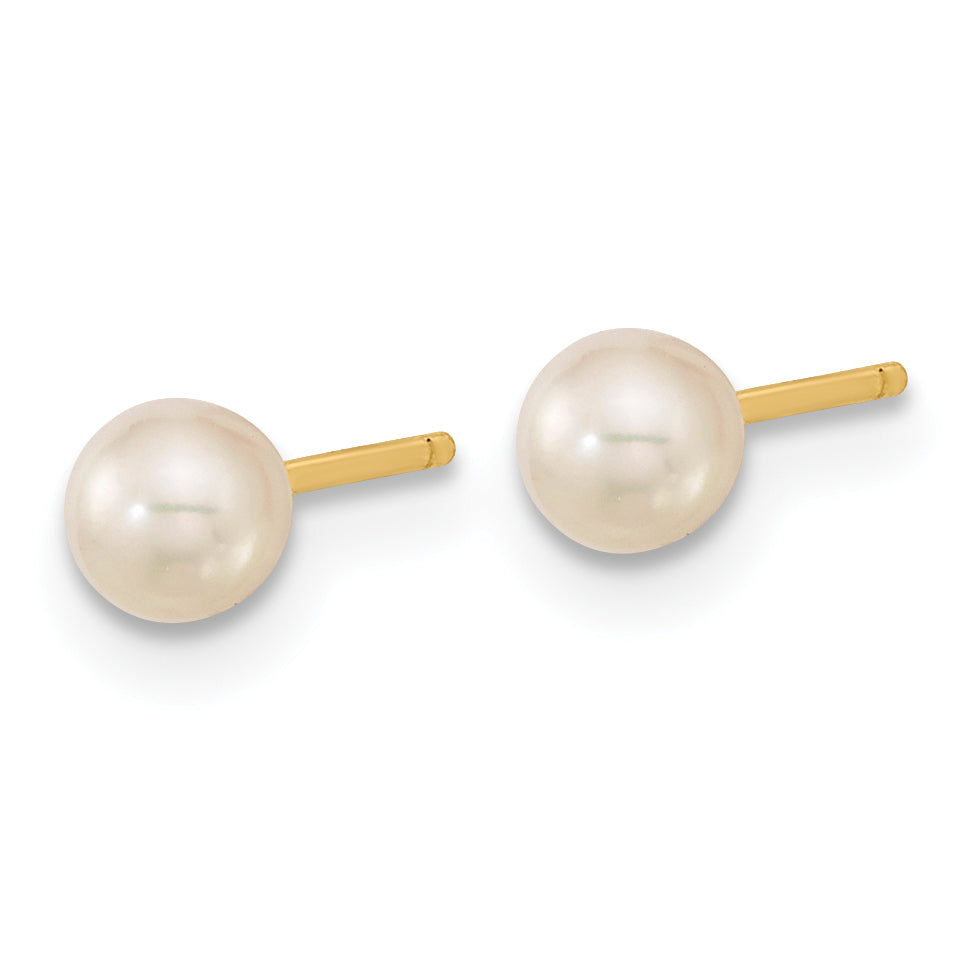 14K Gold Child's Earring Set with CZ & Freshwater Pearls Elegant Trio