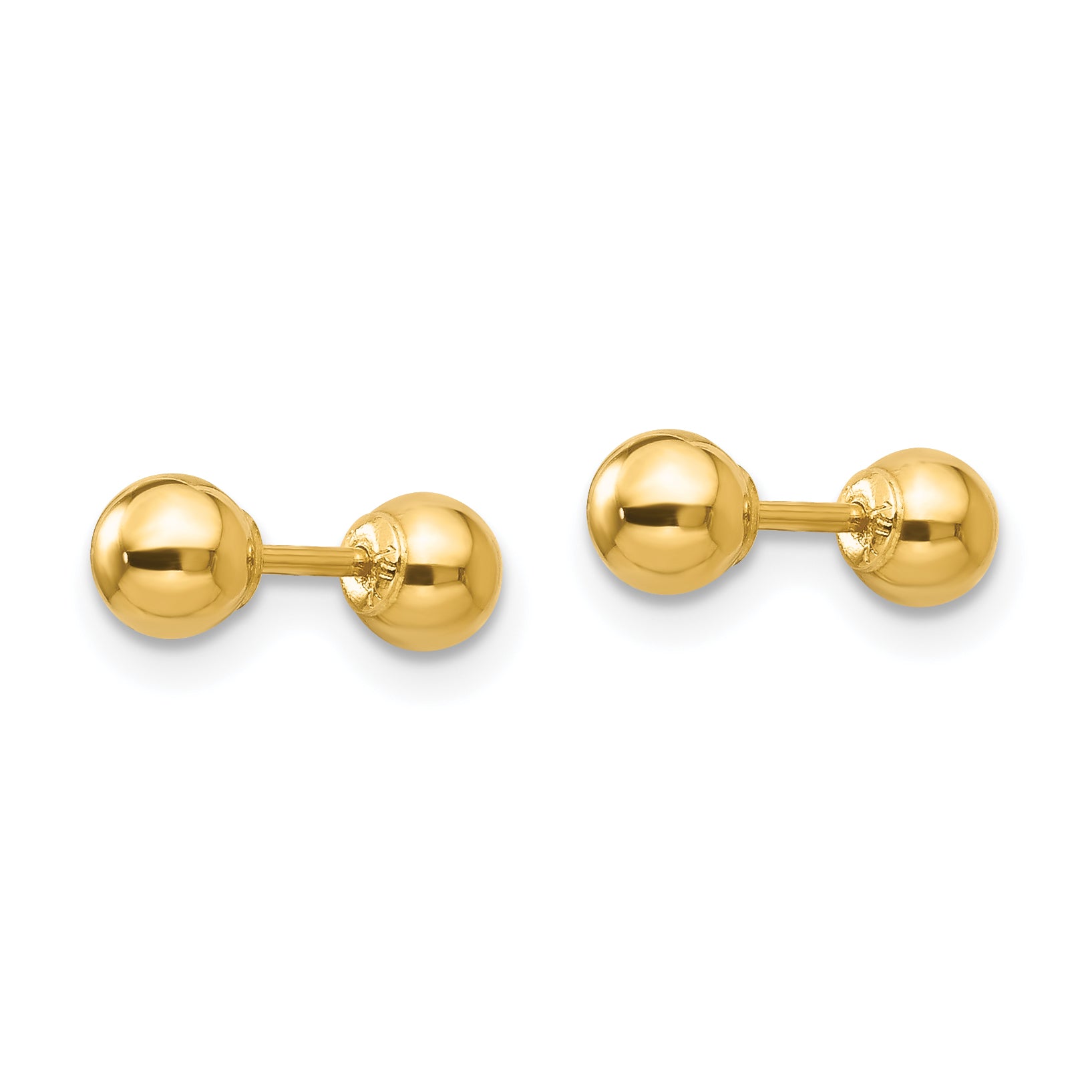 Polished Ball Stud Earrings in 14K Yellow Gold, 4mm