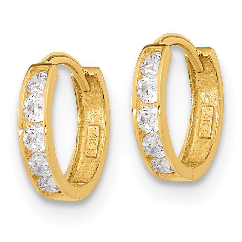 14K Gold CZ Huggie Hoop Earrings for Children by Sophia Jewelers Secondary image