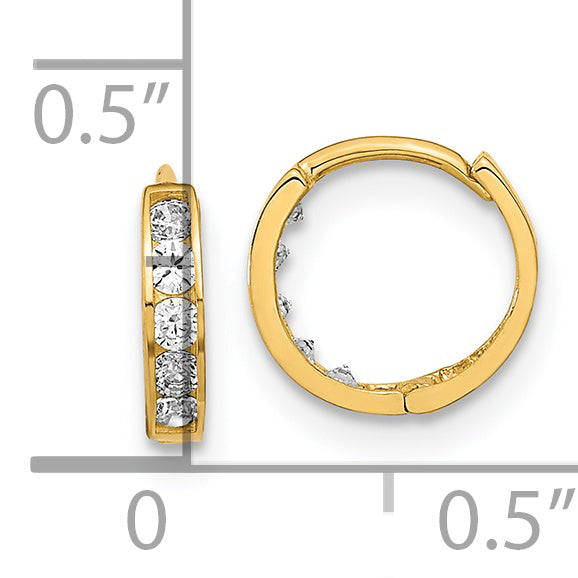 14K Gold CZ Huggie Hoop Earrings for Children by Sophia Jewelers