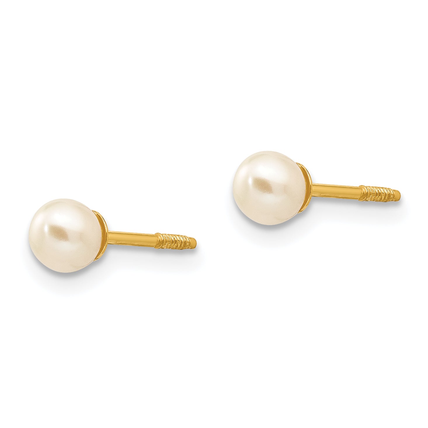 14K Gold Cultured Pearl Earrings with Polished Elegant Design Secondary image