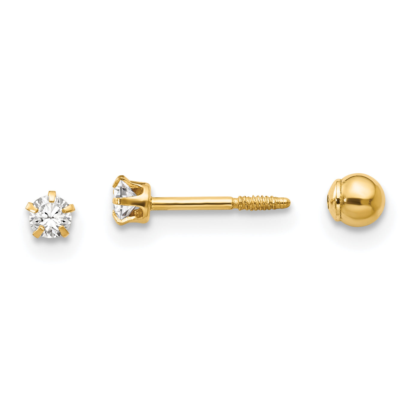 14k Madi K Polished Reversible Crystal & 3mm Ball Earrings Main image