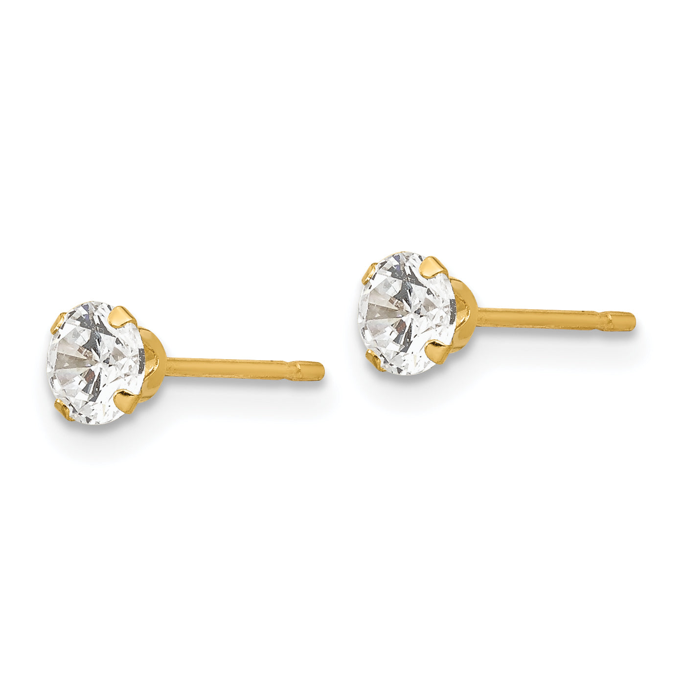 14K Gold Women's Stud Earrings with Polished CZ Elegance Secondary image