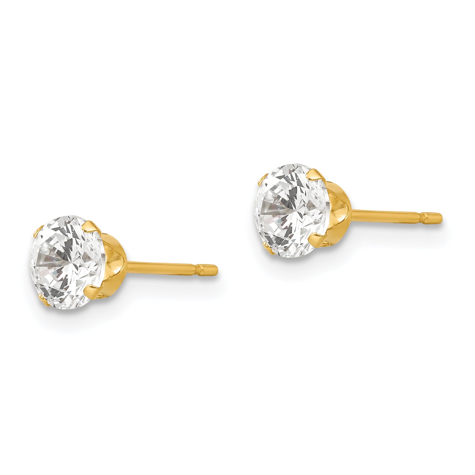 14K Gold CZ Stud Earrings with Polished Finish for Women Secondary image