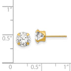 14K Gold Stud Earrings with White CZ, Polished & Nickel-Free