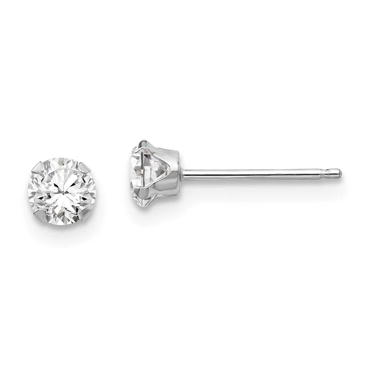 14k White Gold Madi K 4mm CZ Post Earrings Main image