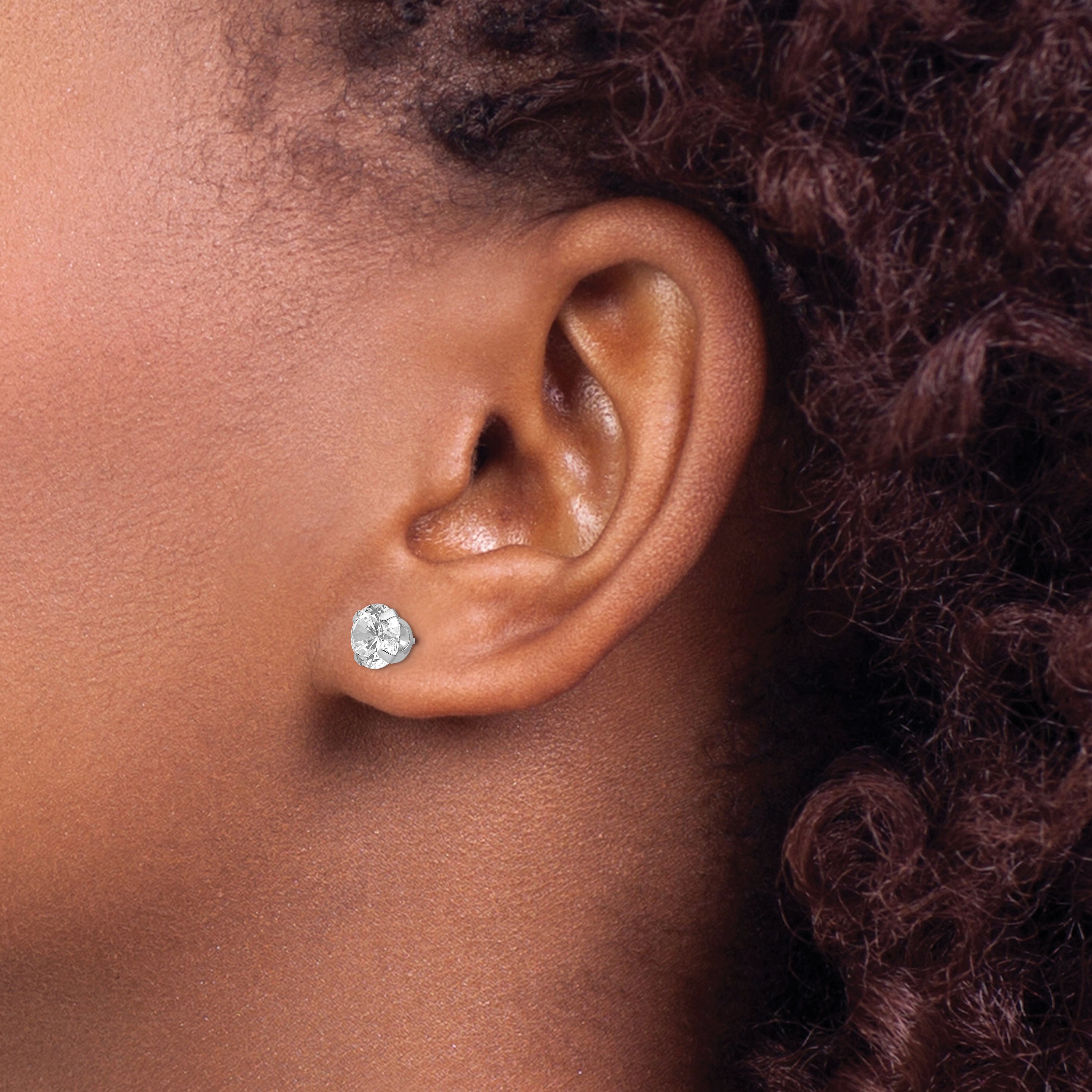 14K White Gold Madi K CZ Stud Earrings with Polished Finish