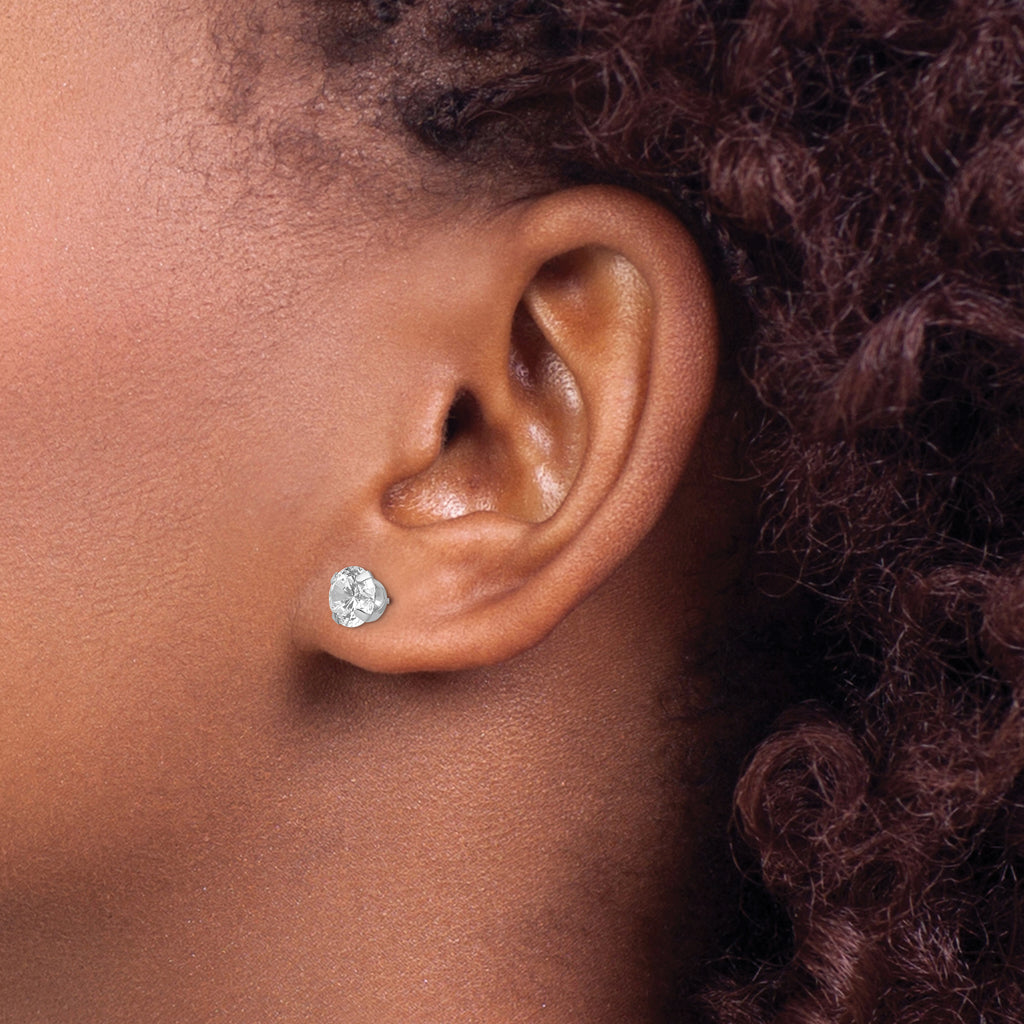 14K White Gold Madi K CZ Stud Earrings with Polished Finish