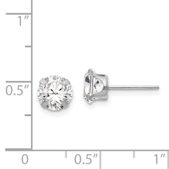 14K White Gold Madi K CZ Stud Earrings with Polished Finish