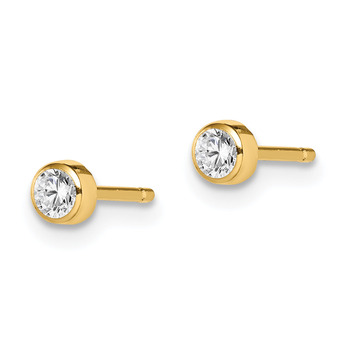 14k Madi K 3mm CZ Bezel Post Earrings Secondary image