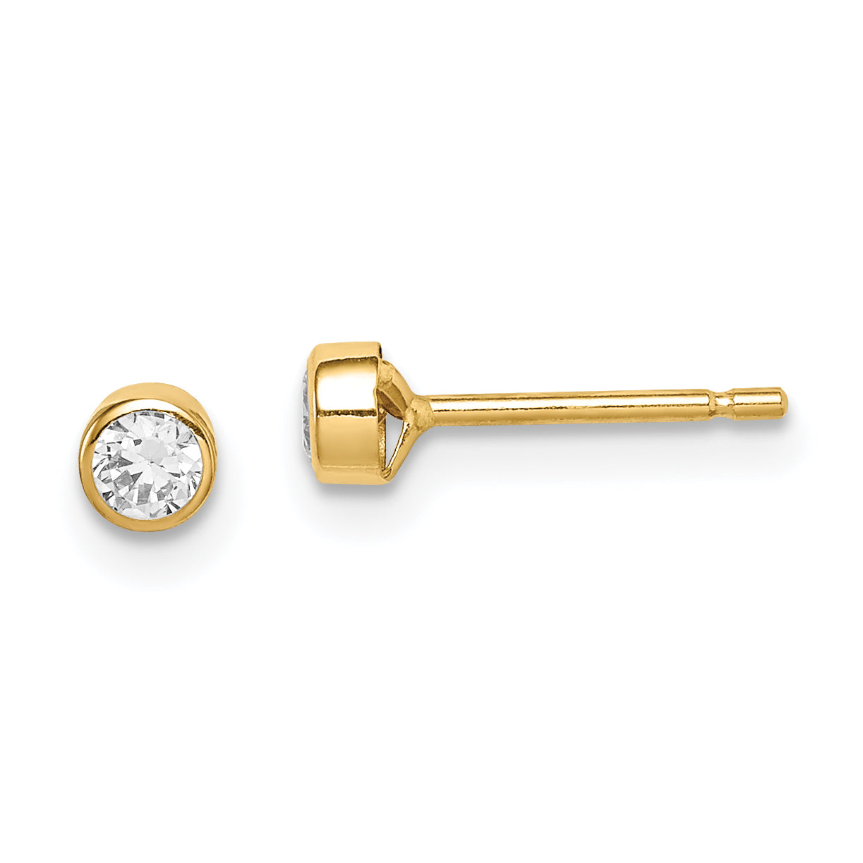 14k Madi K 3mm CZ Bezel Post Earrings Main image