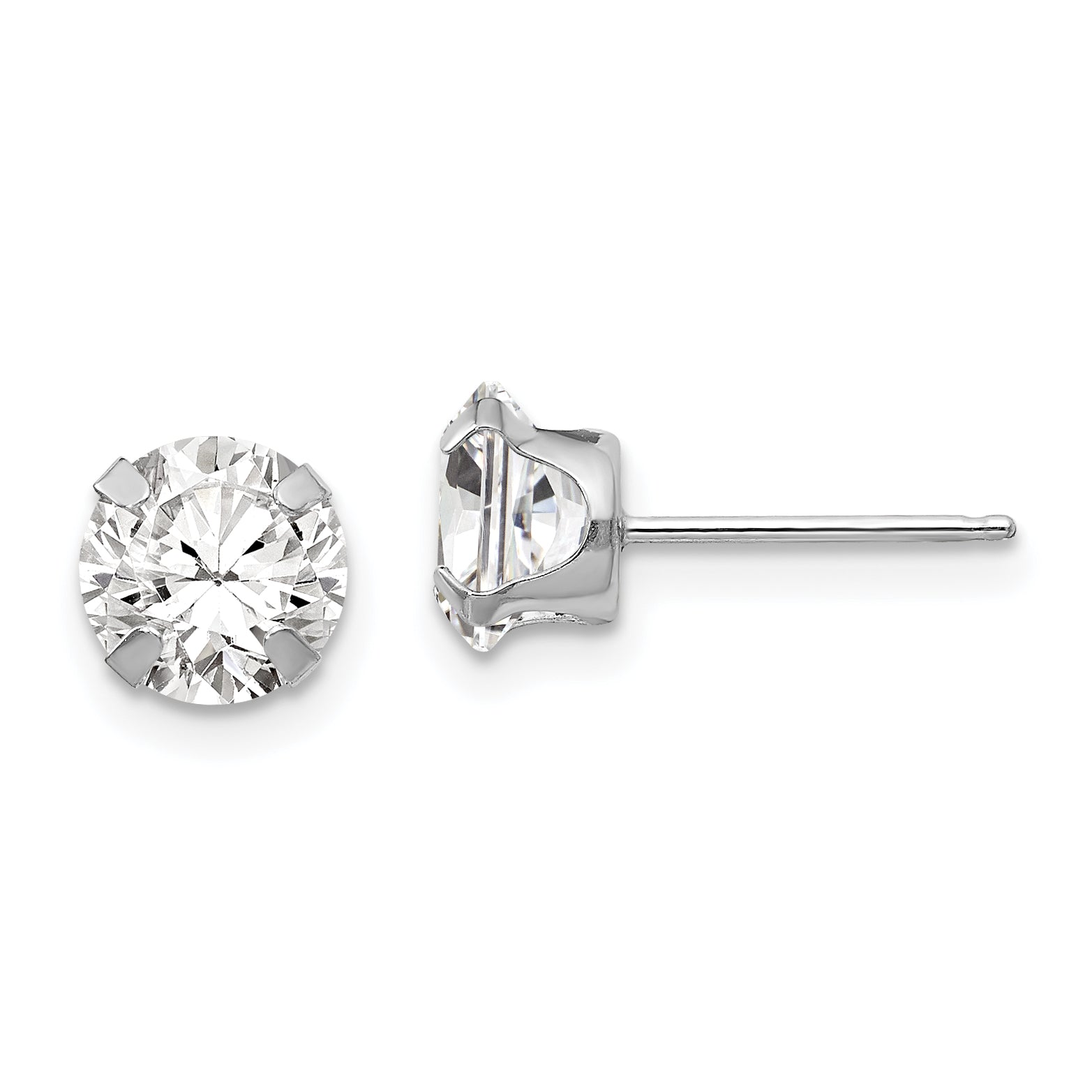 14k White Gold Madi K 6.5mm CZ Post Earrings Main image