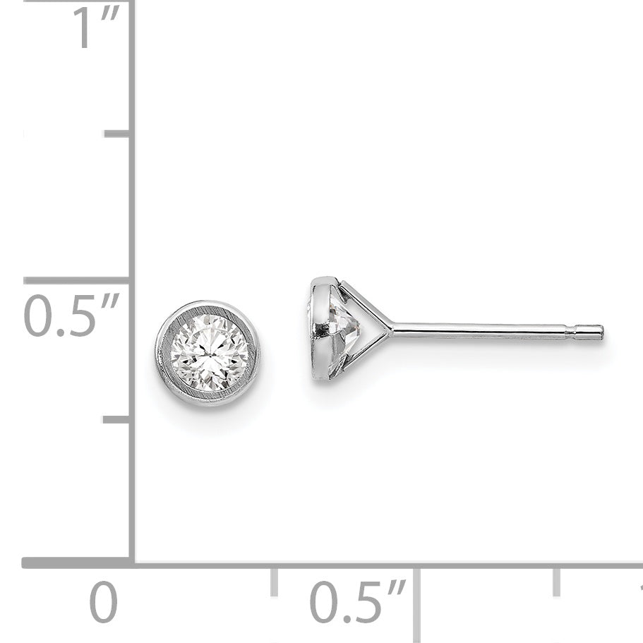 Sophia Jewelers 14K White Gold CZ Stud Earrings with Polished Bezel Design