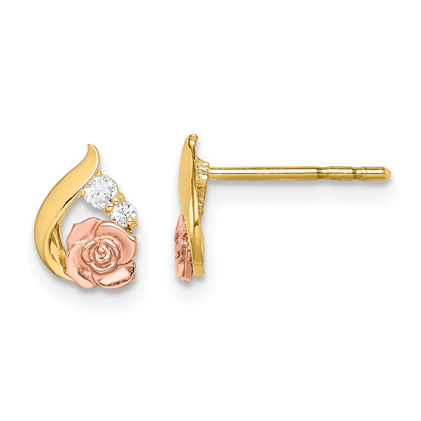 14k Madi K Two-Tone CZ Flower Post Earrings Main image