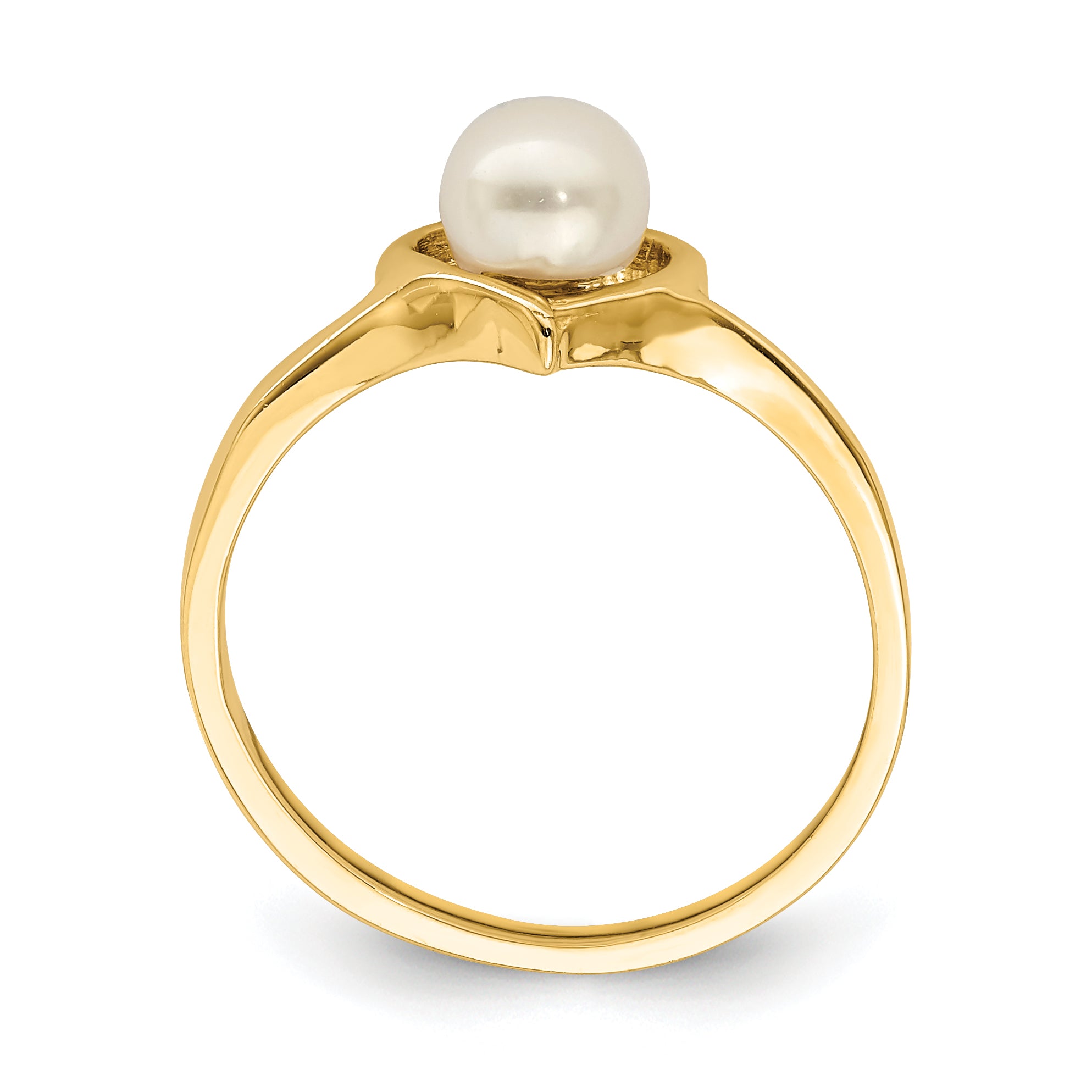 14K Madi K 4-5mm White Button Freshwater Cultured Pearl Heart Ring Secondary image