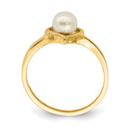 14K Madi K 4-5mm White Button Freshwater Cultured Pearl Heart Ring