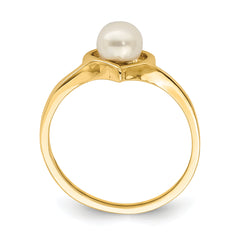 14K Madi K 4-5mm White Button Freshwater Cultured Pearl Heart Ring