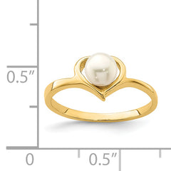 14K Madi K 4-5mm White Button Freshwater Cultured Pearl Heart Ring