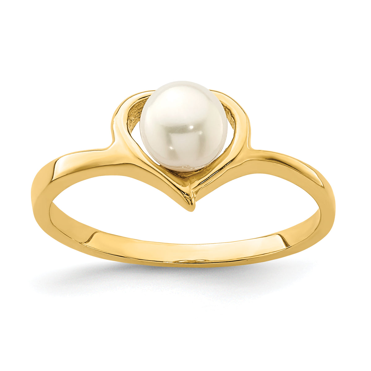 14K Madi K 4-5mm White Button Freshwater Cultured Pearl Heart Ring