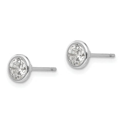 14K White Gold Bezel Set CZ Stud Earrings with Polished Finish