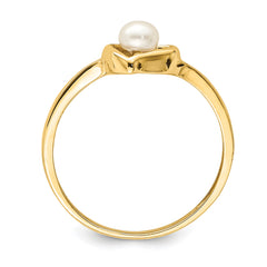 14K Madi K 3-4mm White Button Freshwater Cultured Pearl Heart Ring