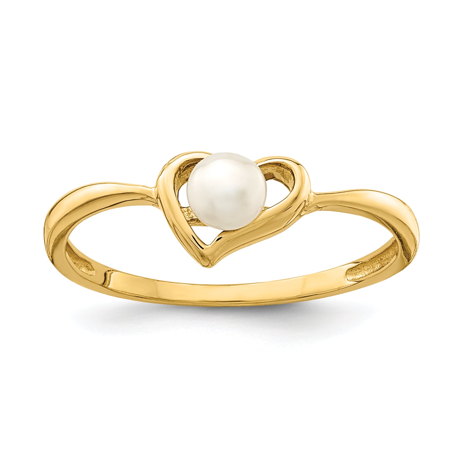 14K Madi K 3-4mm White Button Freshwater Cultured Pearl Heart Ring Main image