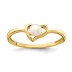 14K Madi K 3-4mm White Button Freshwater Cultured Pearl Heart Ring