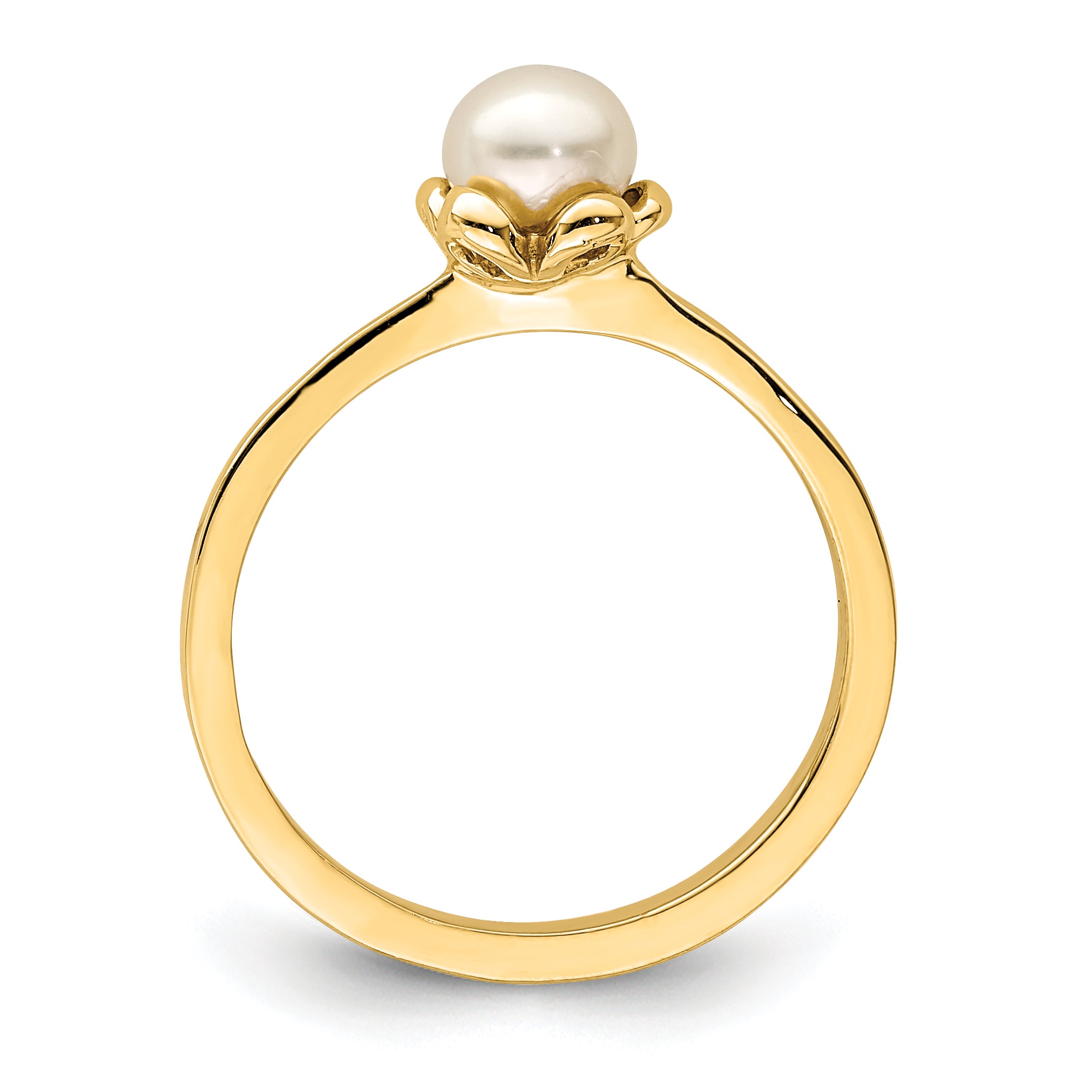 14K Madi K 4-5mm White Button Freshwater Cultured Pearl Flower Ring Secondary image