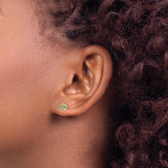 14k Madi K Blue & Pink CZ Seashell Post Earrings