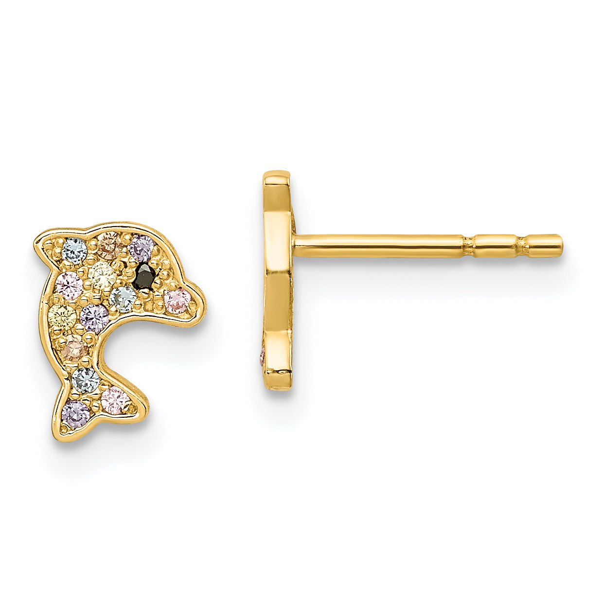 14k Madi K Multi-colored CZ Dolphin Post Earrings Main image