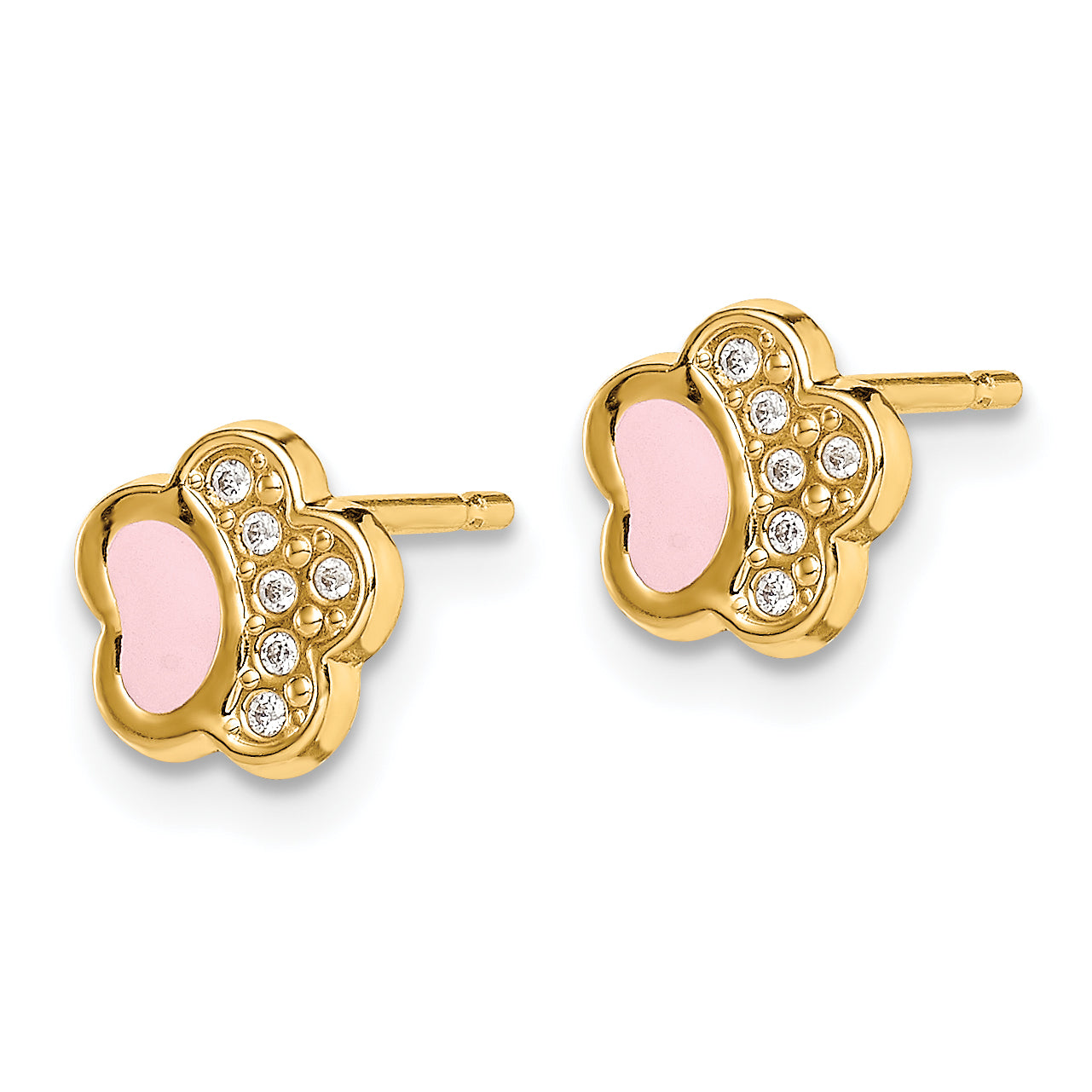 14k Madi K CZ Pink Enamel Paw Post Earrings Secondary image