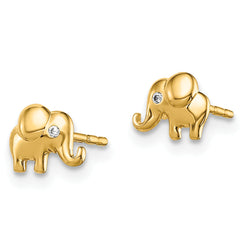 14k Madi K CZ Accent Elephant Post Earrings