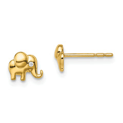 14k Madi K CZ Accent Elephant Post Earrings