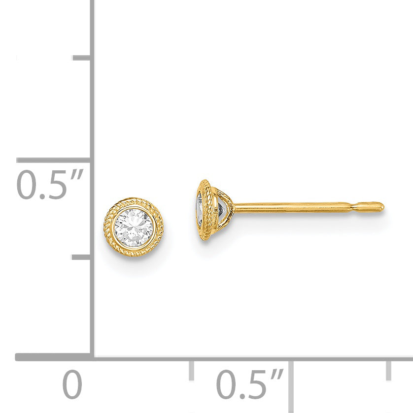 14k Madi K Round CZ Milgrain Bezel Post Earrings
