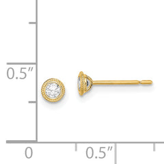 14k Madi K Round CZ Milgrain Bezel Post Earrings