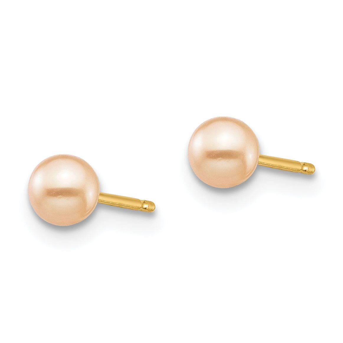 14k Madi K 3-4mm Pink Round Freshwater Cultured Pearl Stud Post Earrings Secondary image