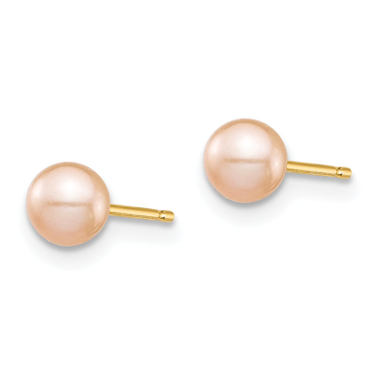14k Madi K 4-5mm Pink Round Freshwater Cultured Pearl Stud Post Earrings Secondary image