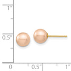 14K Madi K 6-7mm Pink Round Freshwater Cultured Pearl Stud Post Earrings