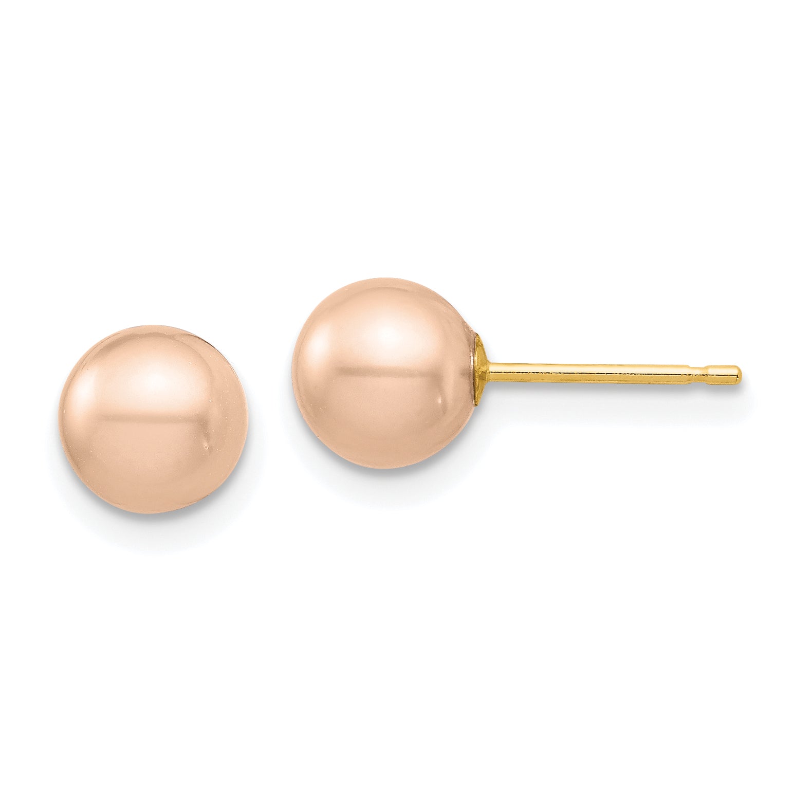 14K Madi K 6-7mm Pink Round Freshwater Cultured Pearl Stud Post Earrings Main image