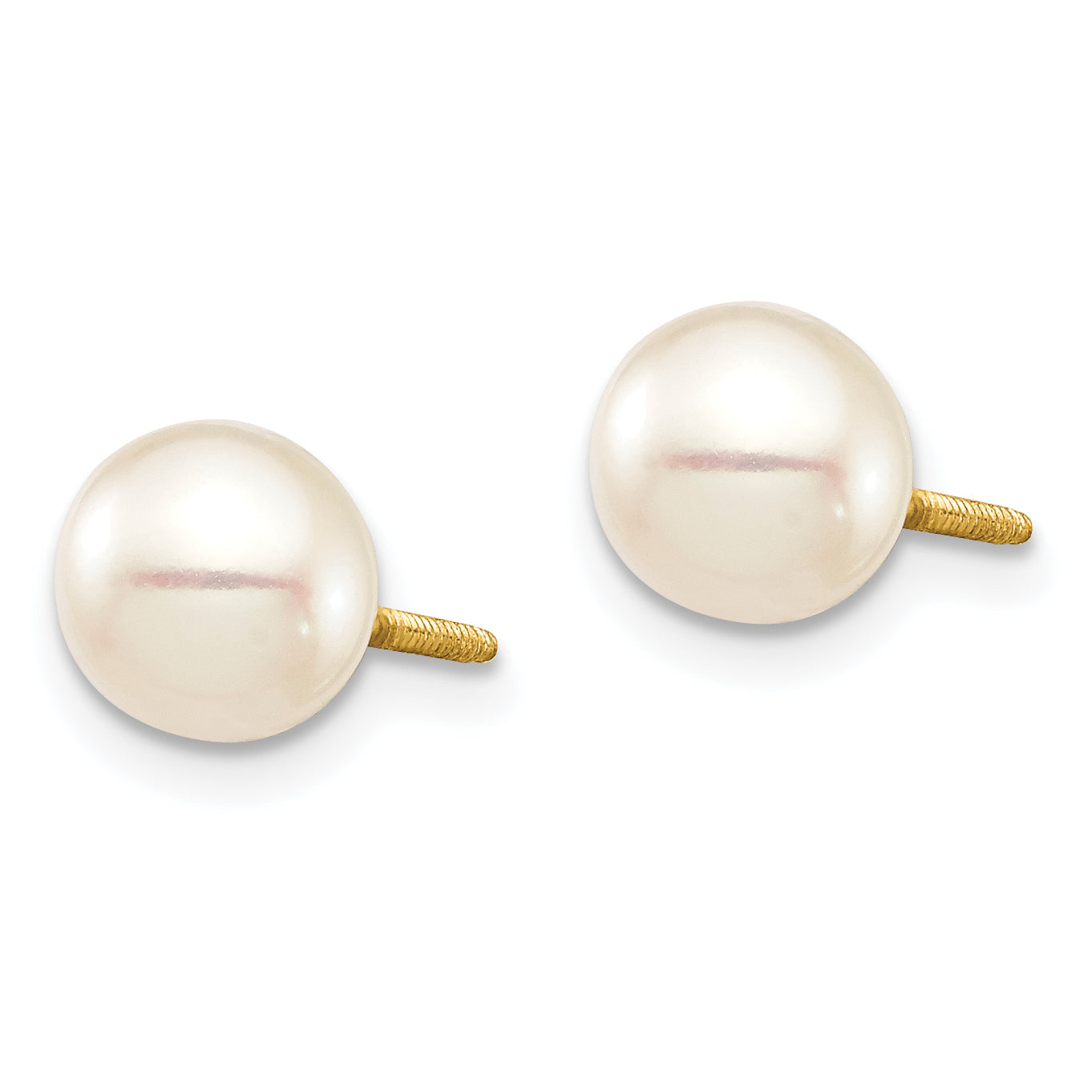 14K Madi K 6-7 White Round FW Cultured Pearl Stud Post Screwback Earrings Secondary image