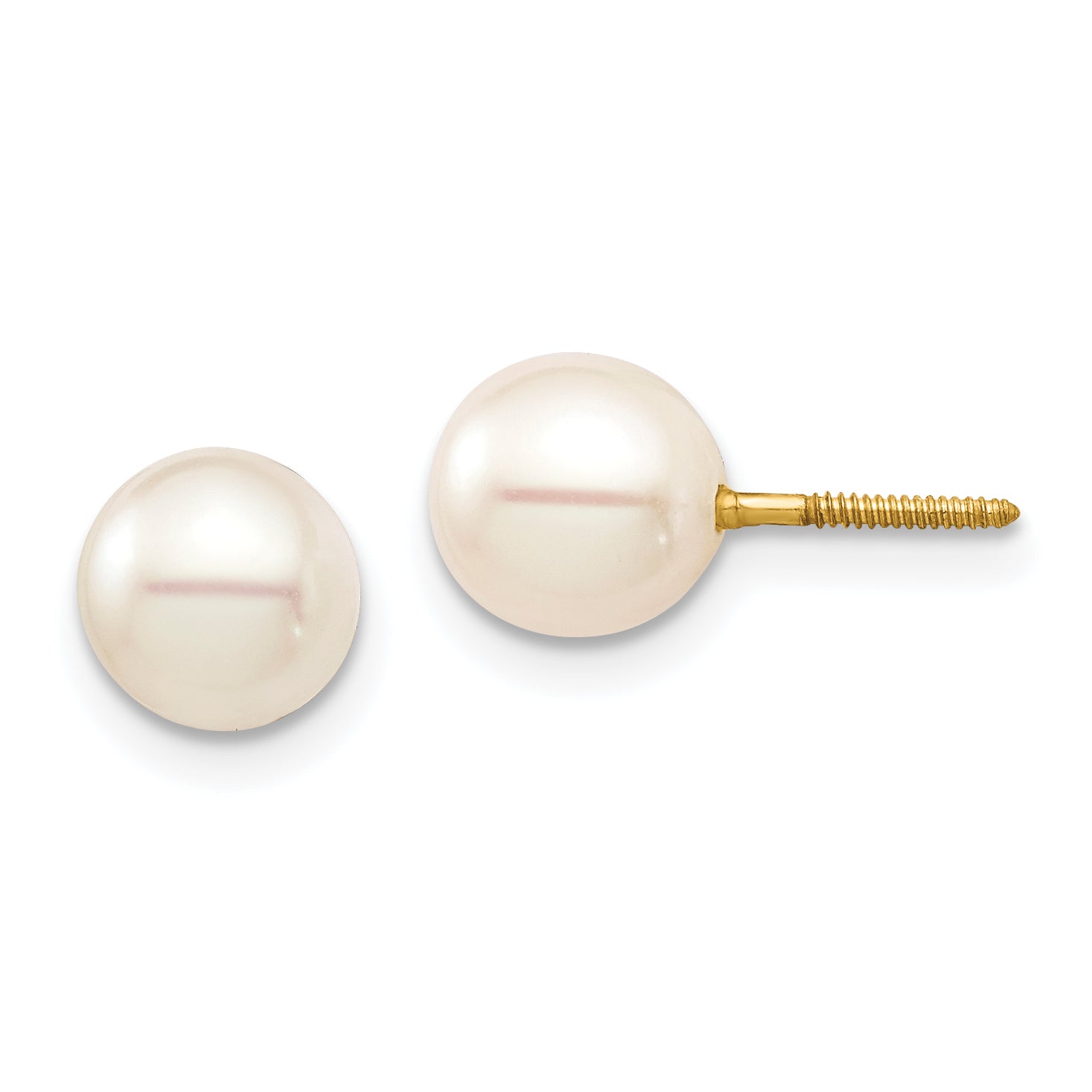 14K Madi K 6-7 White Round FW Cultured Pearl Stud Post Screwback Earrings Main image