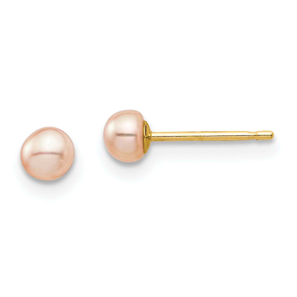 14k Madi K 3-4mm Pink Button Freshwater Cultured Pearl Stud Post Earrings Main image