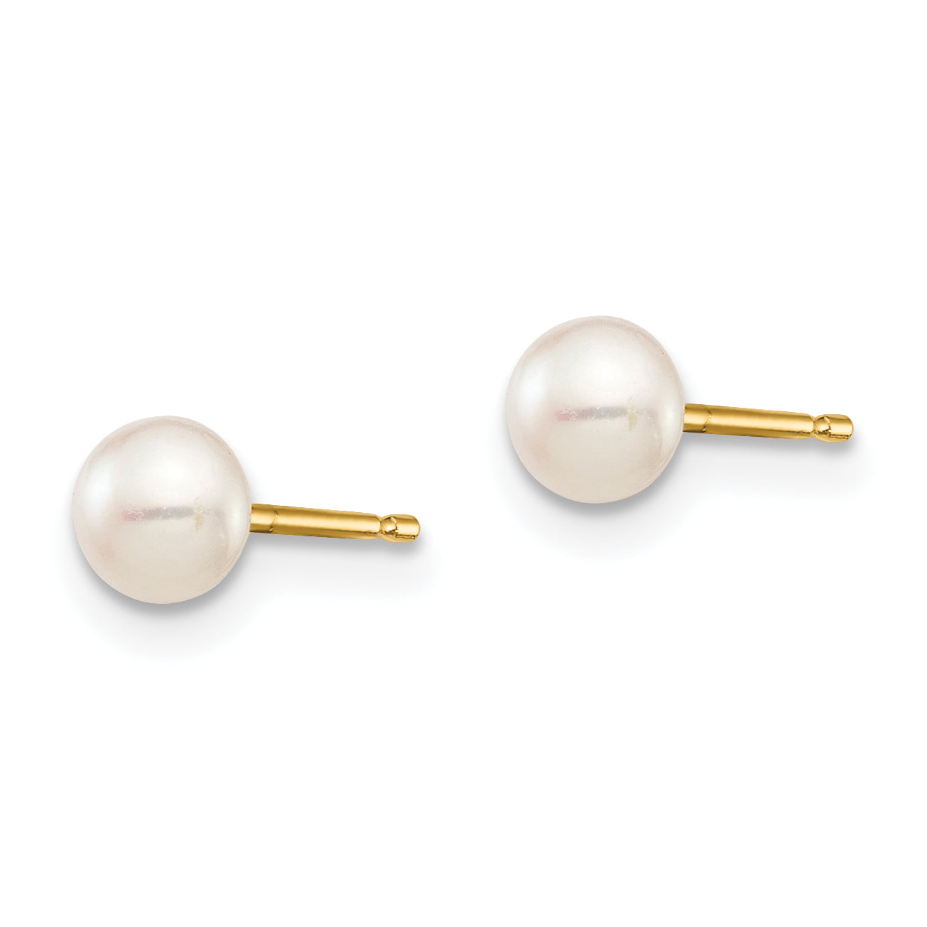14k Madi K 4-5mm White Button Freshwater Cultured Pearl Stud Post Earrings Secondary image